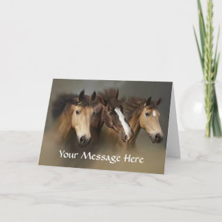Wenskaart van het Trio van paarden het Wilde Kaart