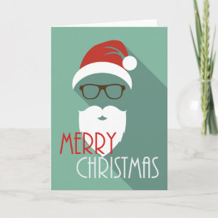 Wenskaart van Kerstmis van de Kerstman van Hipster Feestdagen Kaart