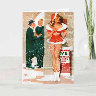 Wenskaart van Kerstmis van het Meisje van de Feestdagen Kaart