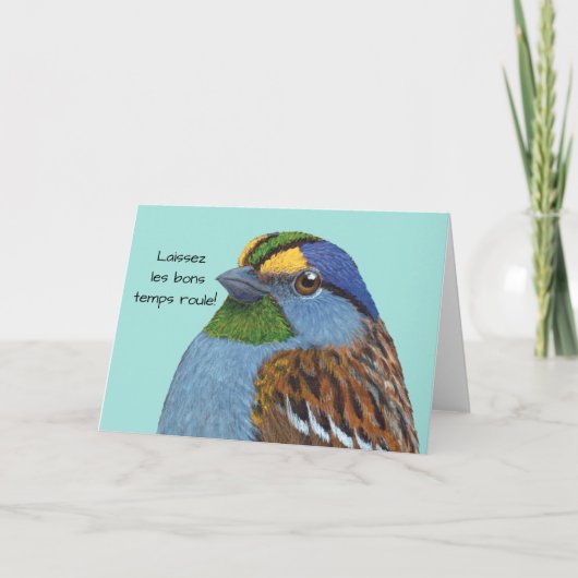 Wenskaart van Mardi Gras Sparrow Kaart (Voorkant)