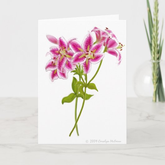 Wenskaart van Roze Tiger Lily Kaart (Voorkant)