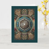 Wenskaart van Triskelion Mandala Kaart (Gele Bloem)