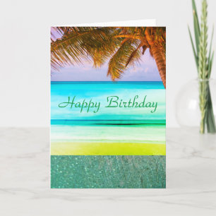 Wenskaart van Tropical Aqua Island Birthday Kaart