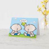 Wenskaart van tweelingbaby's kaart (Gele Bloem)