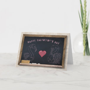 Wenskaart van Valentijnse flamingos en hart Kaart