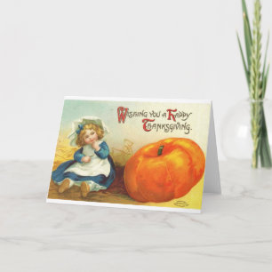 Wenskaart Victoriaans Thanksgiving Feestdagen Kaart