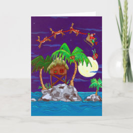 Wenskaart voor eilandkerstmis feestdagen kaart