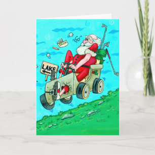 Wenskaart voor kerstmis met Golfkart Feestdagen Kaart