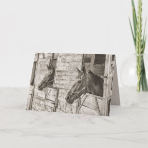 wenskaart voor oude, stabiele paarden feestdagen kaart