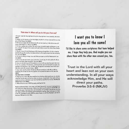 Wenskaart voor uw zoon - Evangelieboodschap Kaart (Binnen)