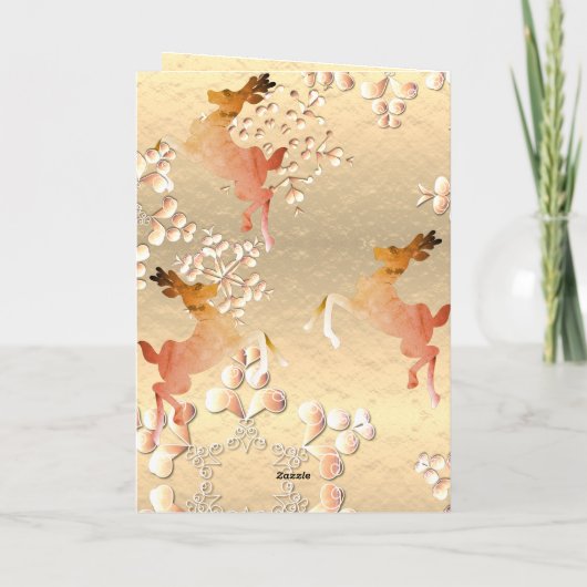 Wenskaart voor vakantierendieren en sneeuwvlokken bedankkaart (Achterkant)