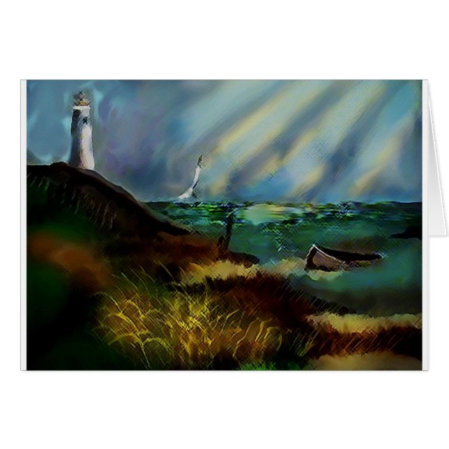 Wenskaart vuurtoren (blanco binnenin) (Voorkant Horizontaal)