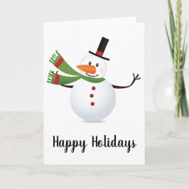 Wenskaart Waving Carrot Nose Snowman Feestdagen Kaart