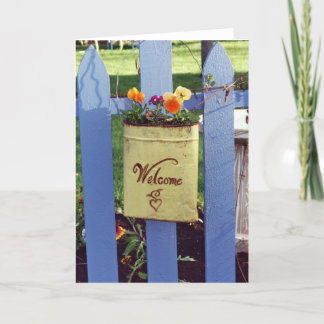 Wenskaart: "Welcome" Plant Holder op Fence_ Kaart