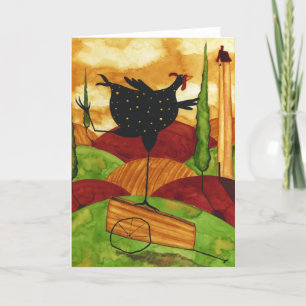 Wenskaart - Whimsical Toscaanse Haan Pose Bedankkaart