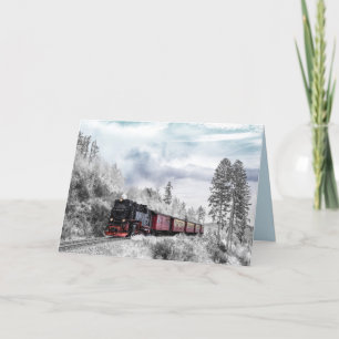 wenskaart wintertrein feestdagen kaart