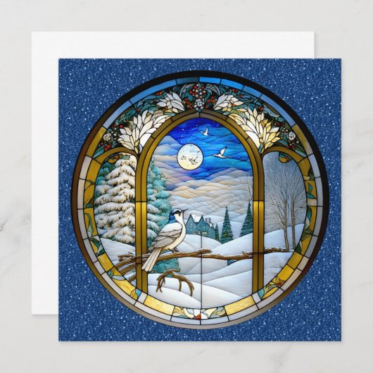 Wenskaart wintervenster notitiekaartje (Voorkant / Achterkant)