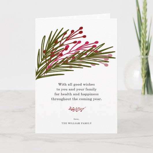 Wenskaarten van bladeren en bessen feestdagen kaart (Voorkant)