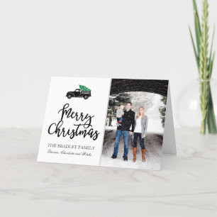 Wenskaarten voor kersttendrik met gevintage snelhe feestdagen kaart