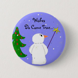 Wensmaker Sneeuwman Ronde Button 5,7 Cm