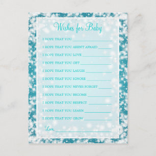 wenst Baby shower Winter Sparkle Turquoise Uitnodiging Briefkaart