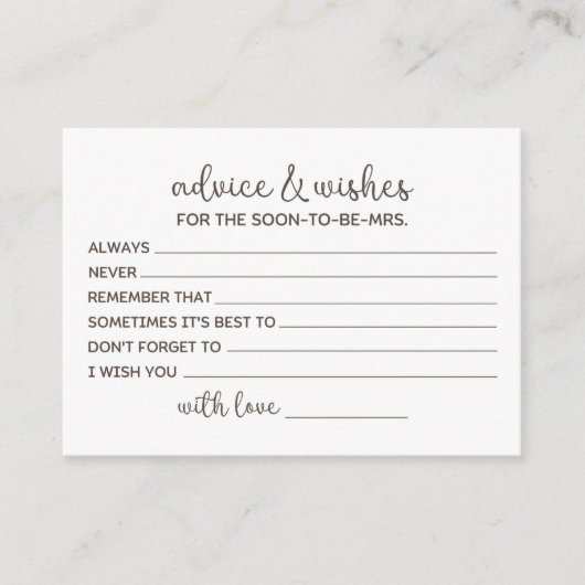 wenst dat de bride advieskaart (Voorkant)