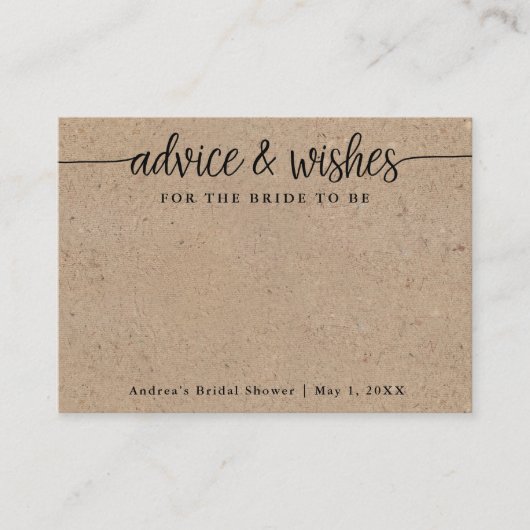 wenst dat de Bride Kraft Advice Kaarten wordt (Voorkant)