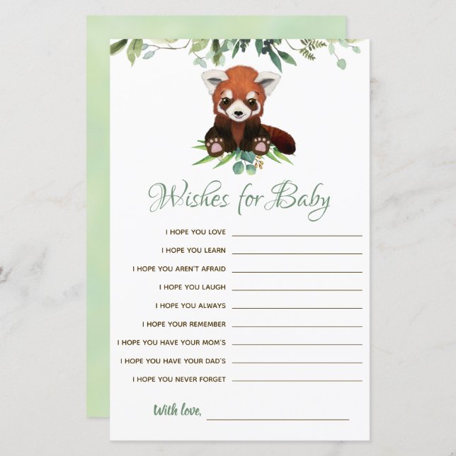 wenst een baby Budget Red Panda Beer Game (Voorkant / Achterkant)