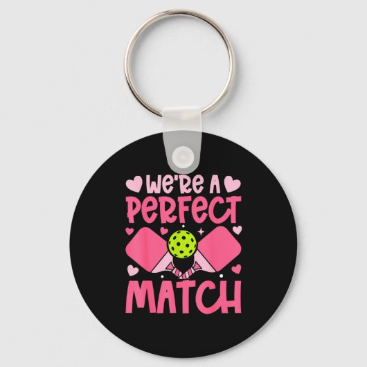 We're A Match Ckleball Couple Paddle Hearts Valent Sleutelhanger (Voorkant)