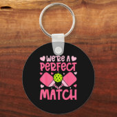 We're A Match Ckleball Couple Paddle Hearts Valent Sleutelhanger (Voorkant)