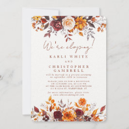We're Eloping Colorful Fall Floral Reception Kaart