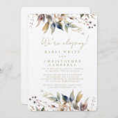 We're Eloping Painted Autumn Leaves Reception Kaart (Voorkant / Achterkant)