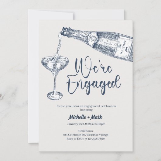 We're Engaged, Champagne Engagement, minimal Kaart (Voorkant)