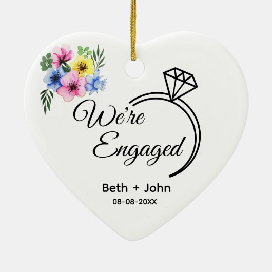We're Engaged Personalized Ornament Heart Keepsake (Achterkant)