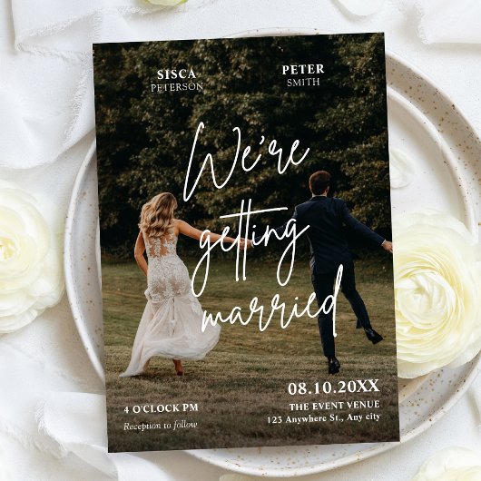 We're getting married photo wedding kaart