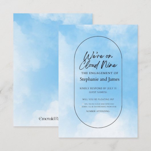 We're On Cloud Nine Response Card RSVP Kaartje (Voorkant / Achterkant)