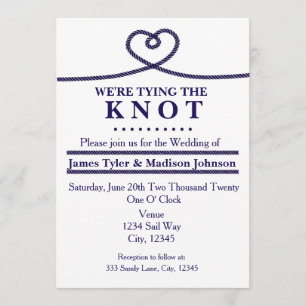 WE'RE TYING THE KNOT Zeevaart Trouwuitnodigingen Kaart