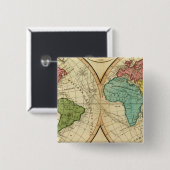 Wereld 3 vierkante button 5,1 cm (Voorkant /achterkant)