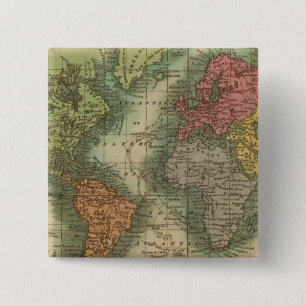 Wereld 4 vierkante button 5,1 cm