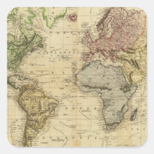 Wereld 5 vierkante sticker