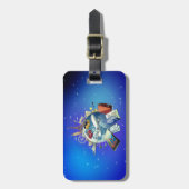 Wereld aan landmerken bagagelabel (Voorkant verticaal)