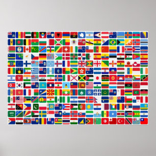 Wereld Alle Landen Natie Vlaggen Poster