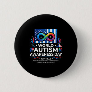 Wereld autisme bewustzijn dag 2 april lint merchan ronde button 5,7 cm