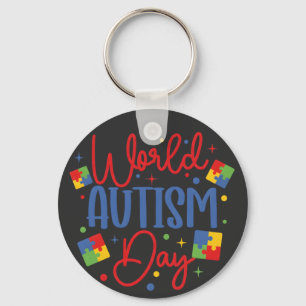 Wereld Autisme Bewustzijnsdag Kleurrijk Puzzelstuk Sleutelhanger