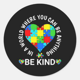 Wereld Autisme Bewustzijnsdag - Wees Aardig Autism Ronde Sticker