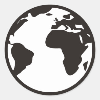 Wereld B/W Ronde Sticker