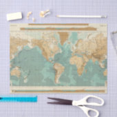 Wereld badyorografische kaart tissuepapier (Craft)