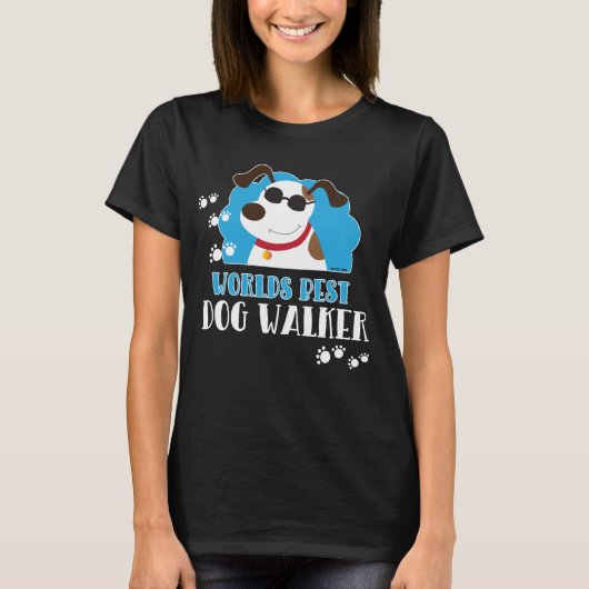Wereld Best Dog Walker T-Shirt - Black (Voorkant)