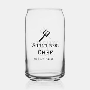 Wereld beste chef-kok naam toevoegen tekst koken b blikvorm glas