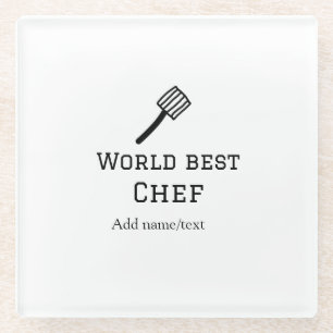 Wereld beste chef-kok naam toevoegen tekst koken b glazen onderzetter